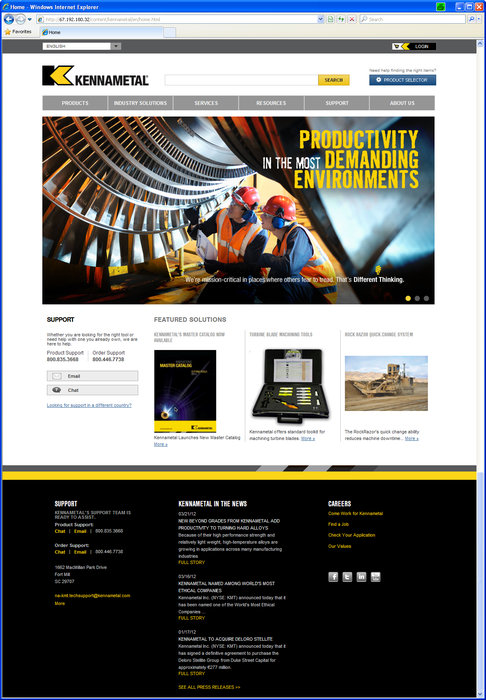 Global Reach, New Levels of Knowledge Access Emphasized in New Kennametal Website